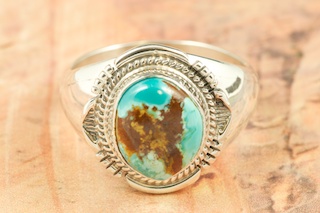 Genuine Royston Turquoise Sterling Silver Mens Ring